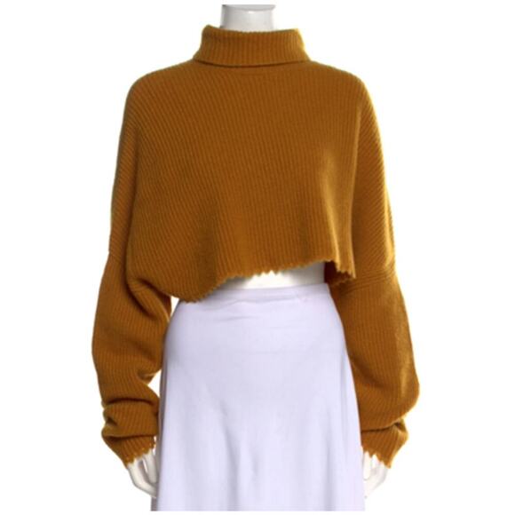 Lapointe Sweaters - NWTs Lapointe Cropped Frayed Hem Cashmere Silk Turtle Neck Sweater (L)